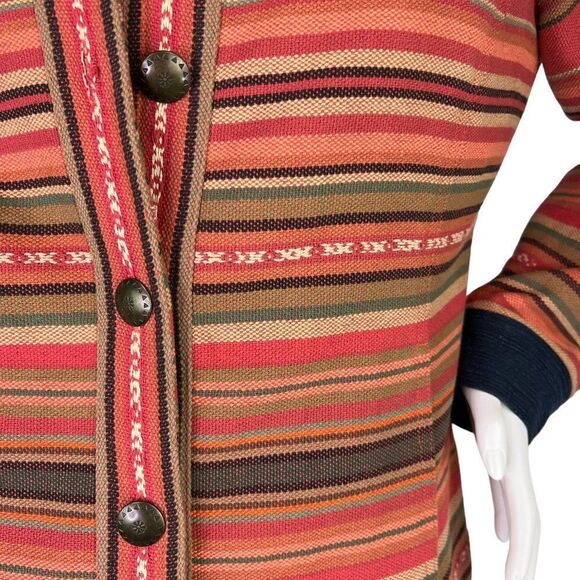 Coldwater Creek Red Orange Saltillo Style Striped Southwestern Jacket Size M - Picture 8 of 10